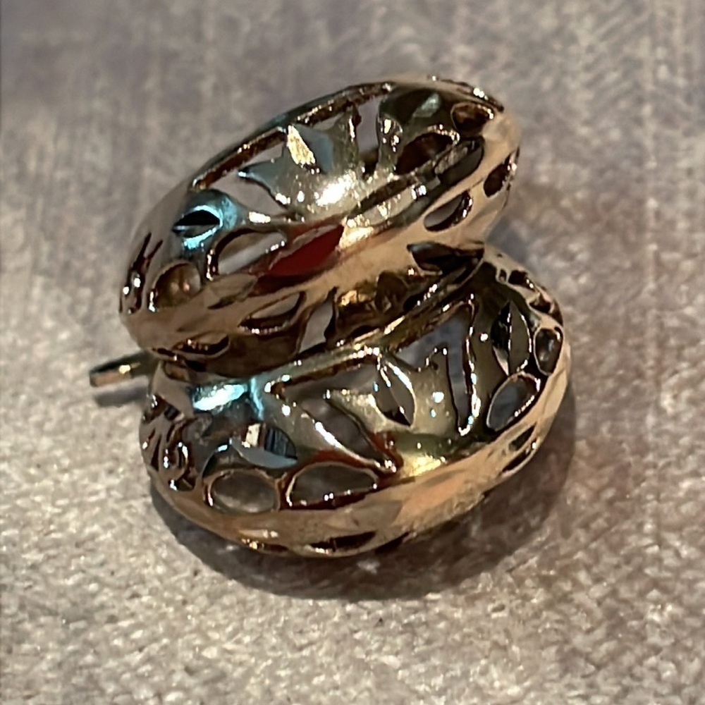 Vintage Filigree Gold Vermeil Sterling Silver 925 Hoop Earrings
